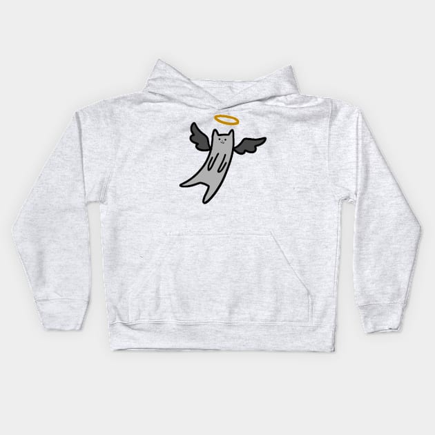 Gray Angel Cat Kids Hoodie by saradaboru